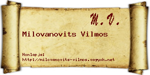 Milovanovits Vilmos névjegykártya